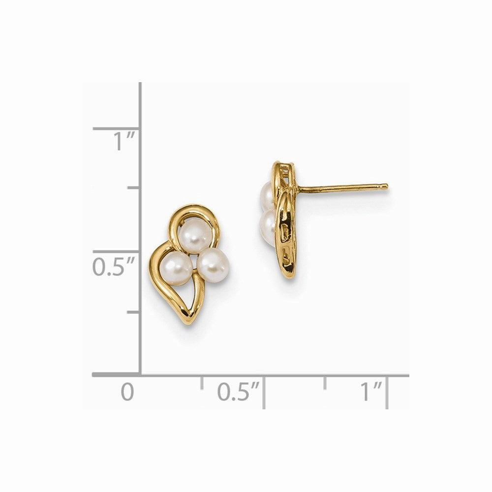 14k 3-4mm White Button Freshwater Cultured Pearl Post Earrings