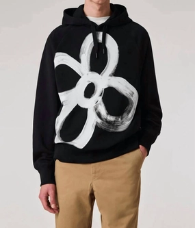 'happy Floral' Print Hoodie In Black