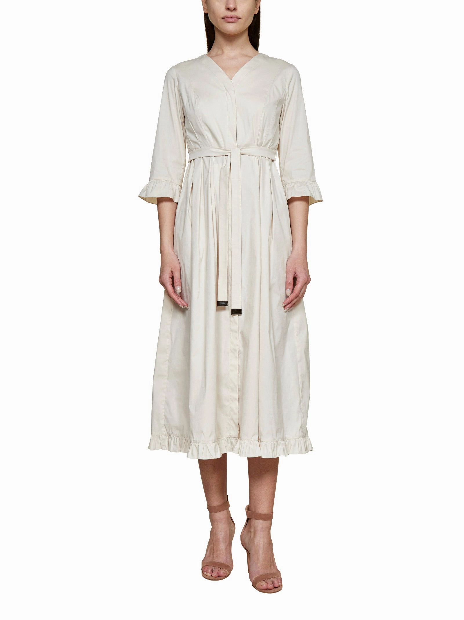 'S Max Mara V-Neck Midi Poplin Dress