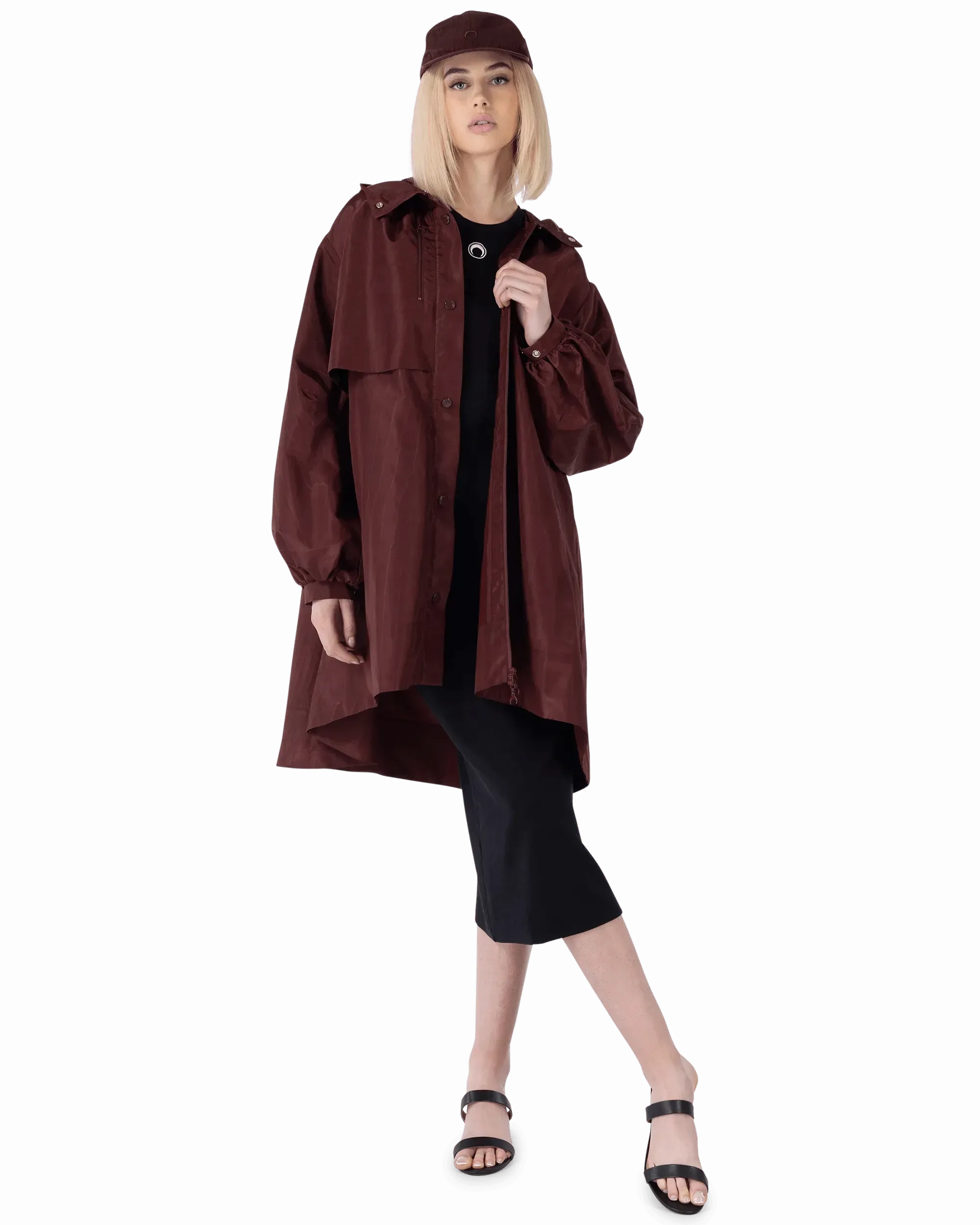 A-Line Moiré Windbreaker Jacket