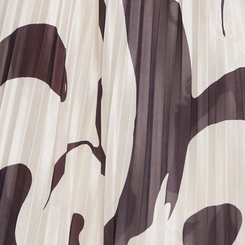 Abstract Print Plisse Maxi Skirt