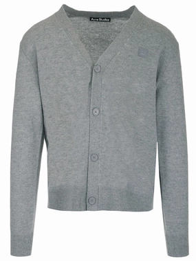 Acne Studios Logo Patch V-Neck Knit Cardigan