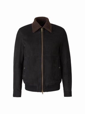 Ajmone Suede Zipped Bomber Jacket