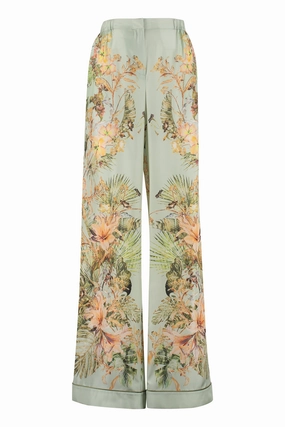 Alberta Ferretti Floral Print Wide Leg Pants