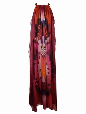 Alberta Ferretti Graphic Print Halterneck Gown