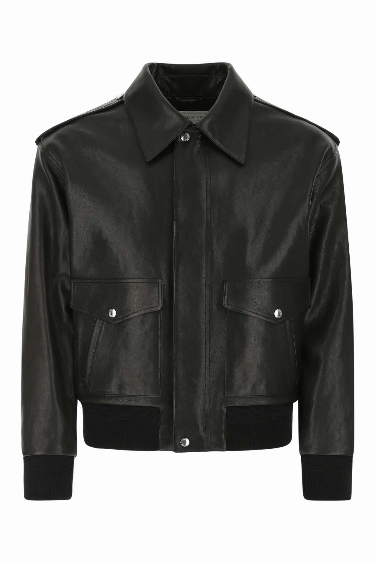 Alexander McQueen Leather Bomber Jacket
