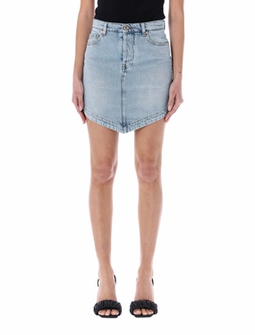 Alexandre Vauthier Logo Patch Mini Denim Skirt