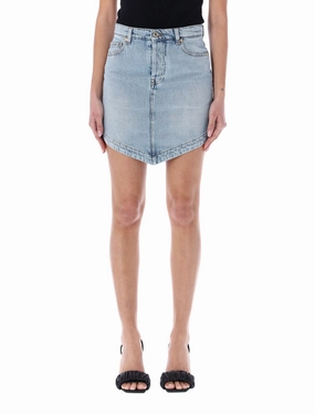 Alexandre Vauthier Logo Patch Mini Denim Skirt