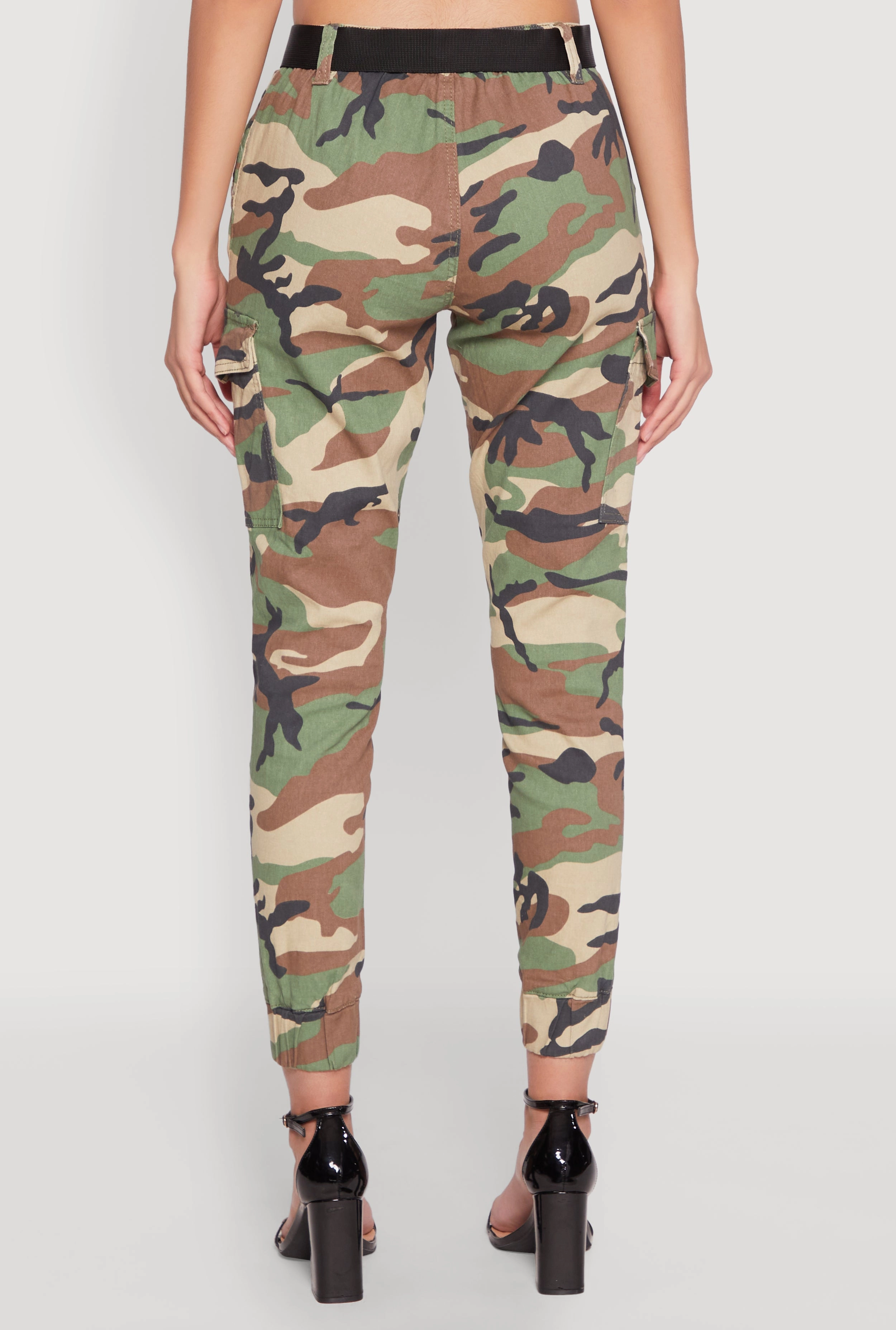 Almost Famous Belted Camo Cargo Joggers