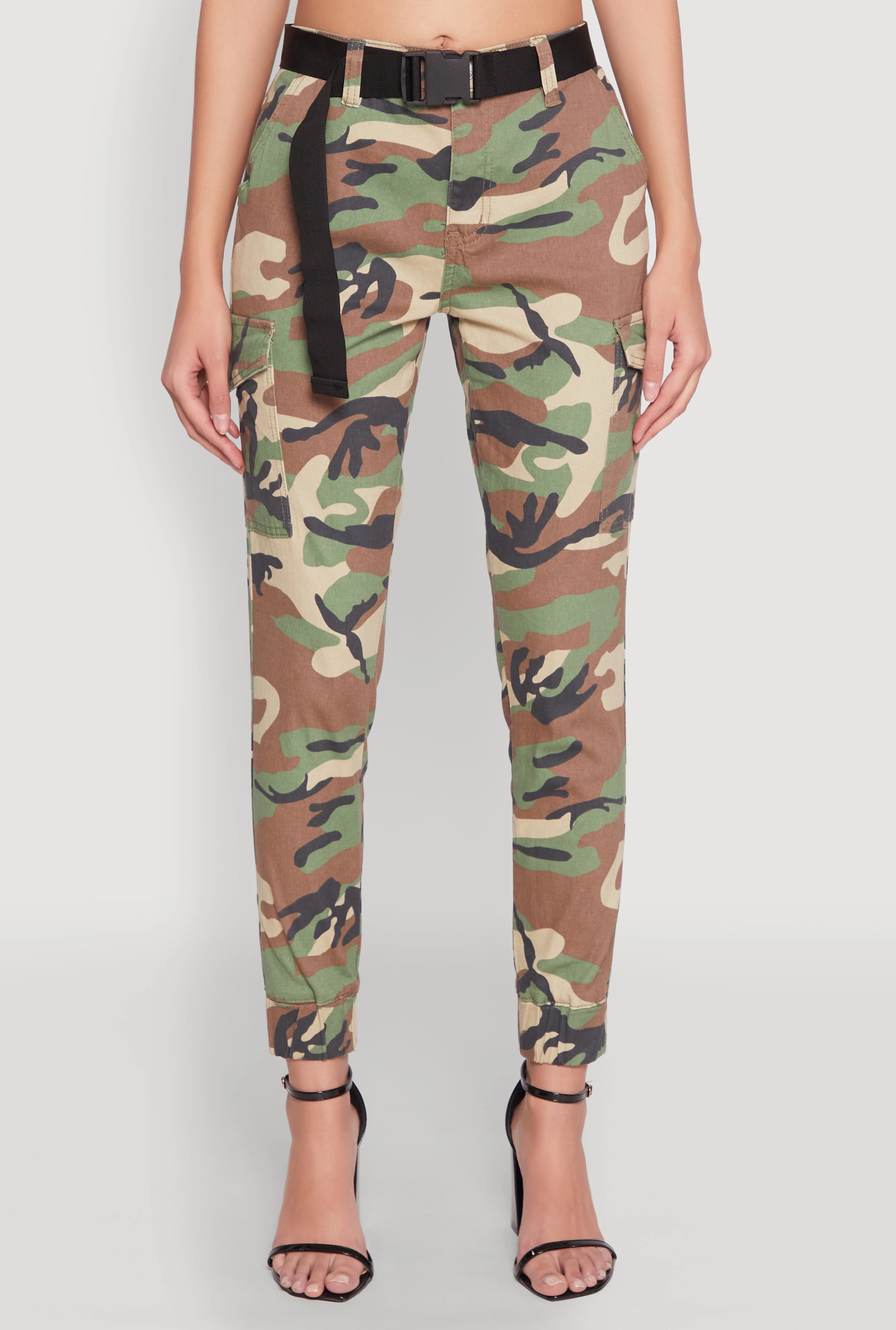 Almost Famous Belted Camo Cargo Joggers