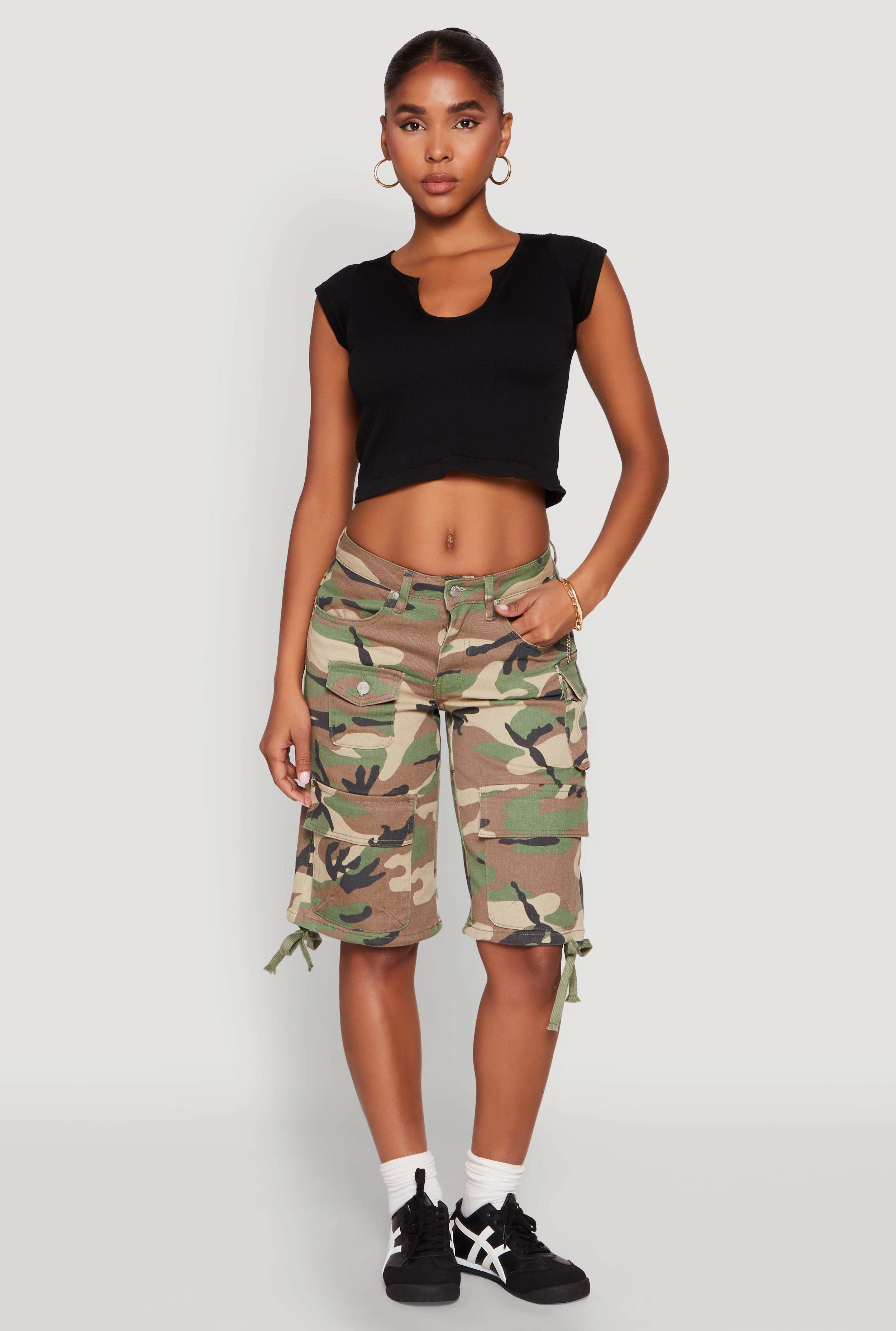 Almost Famous Denim Camo Cargo Shorts
