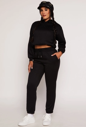 Almost Famous Fleece Rhinestone Sweatpants