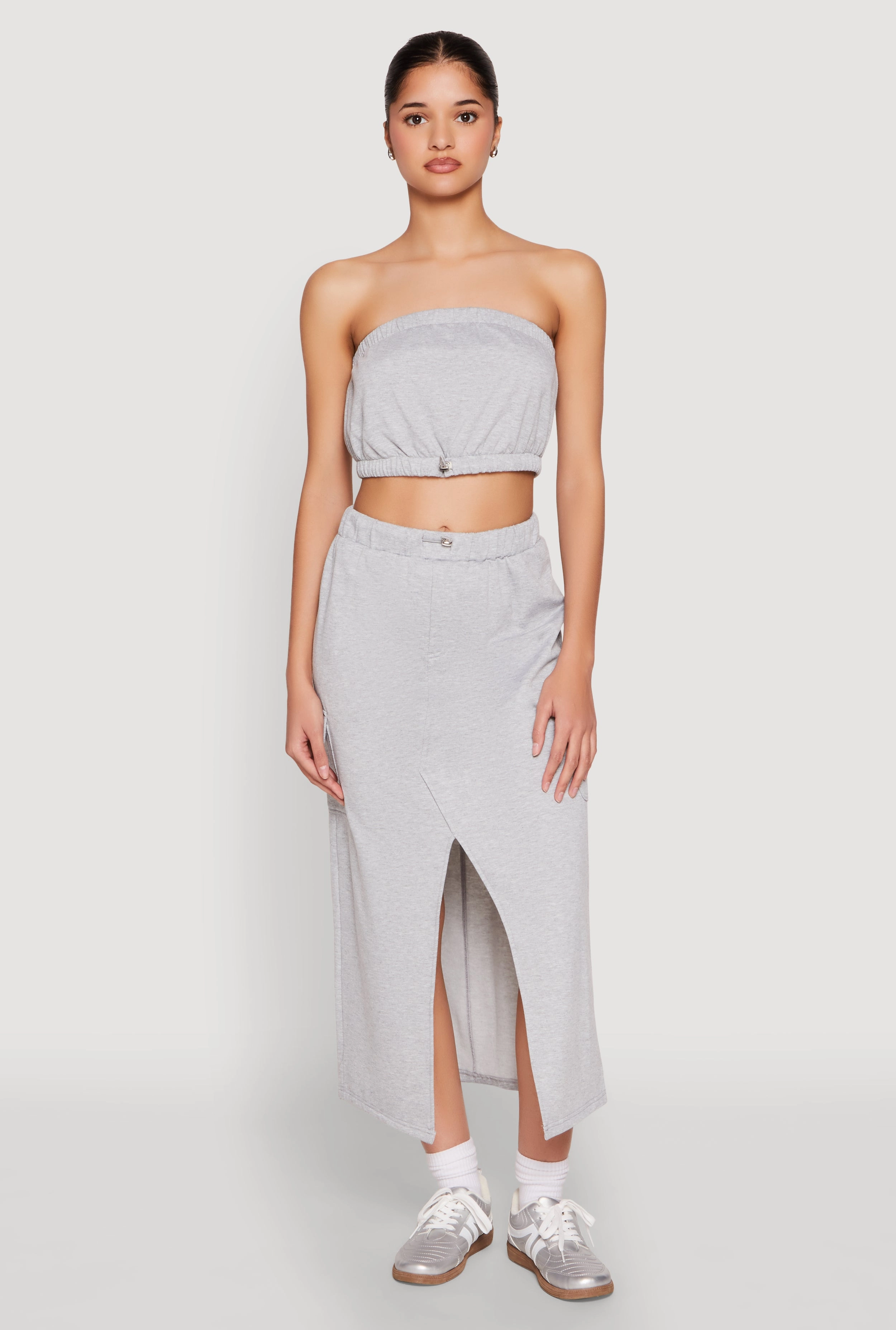 Almost Famous Fleece Slit Front Cargo Skirt