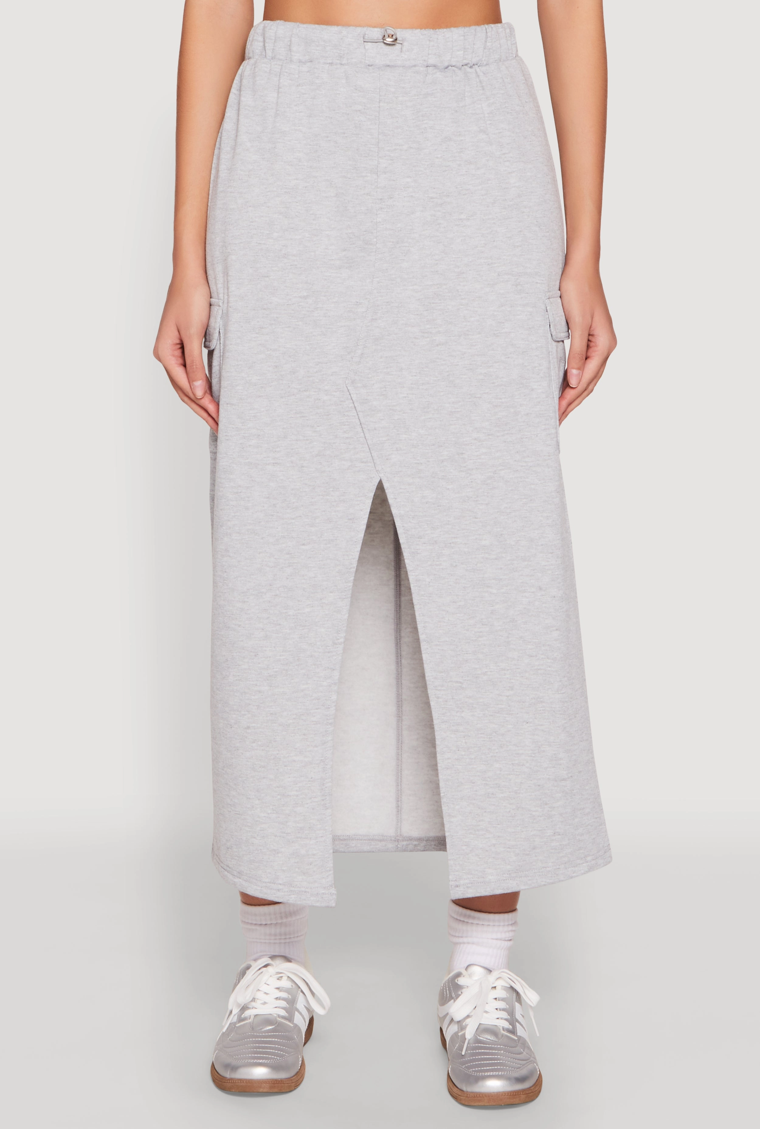 Almost Famous Fleece Slit Front Cargo Skirt