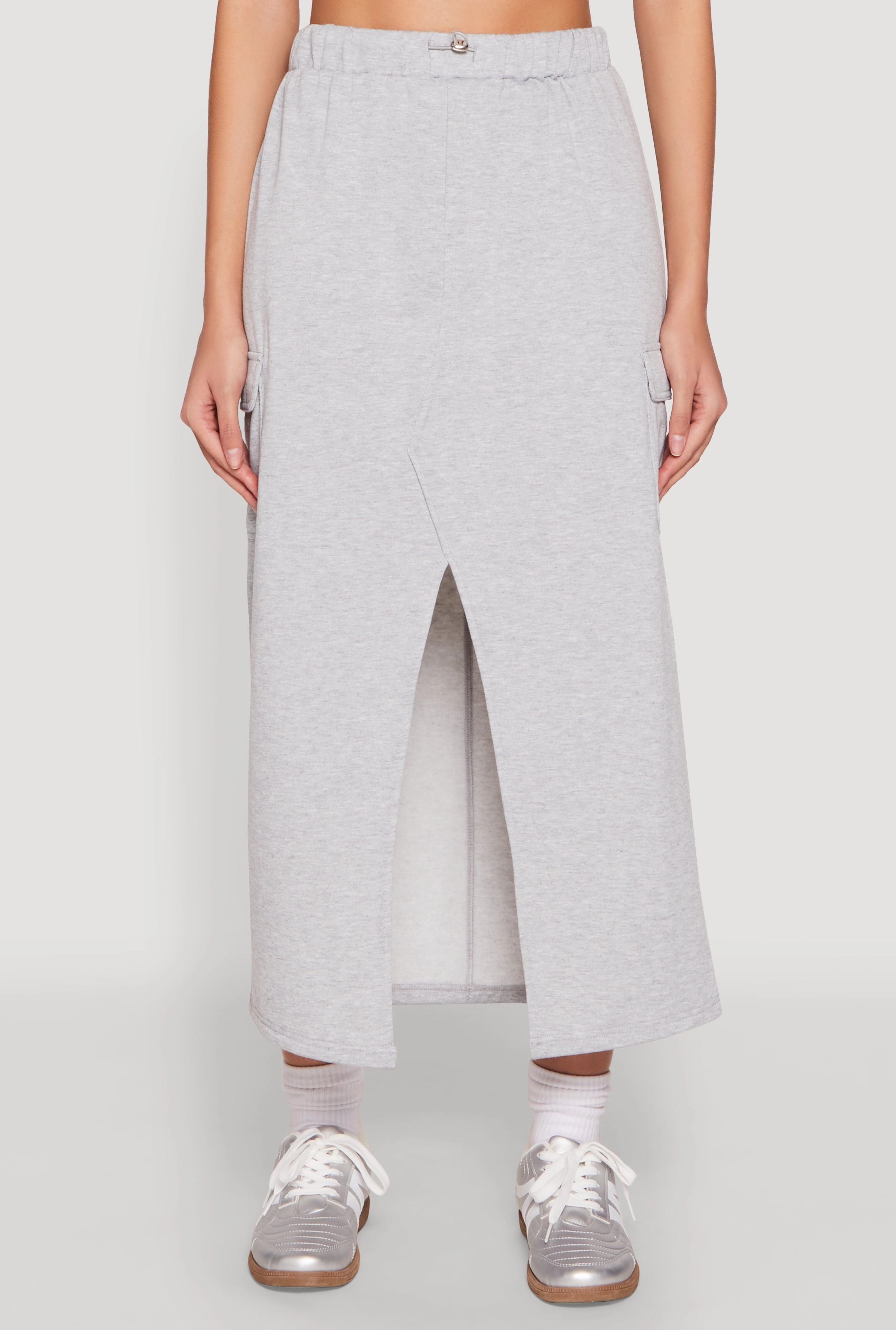 Almost Famous Fleece Slit Front Cargo Skirt