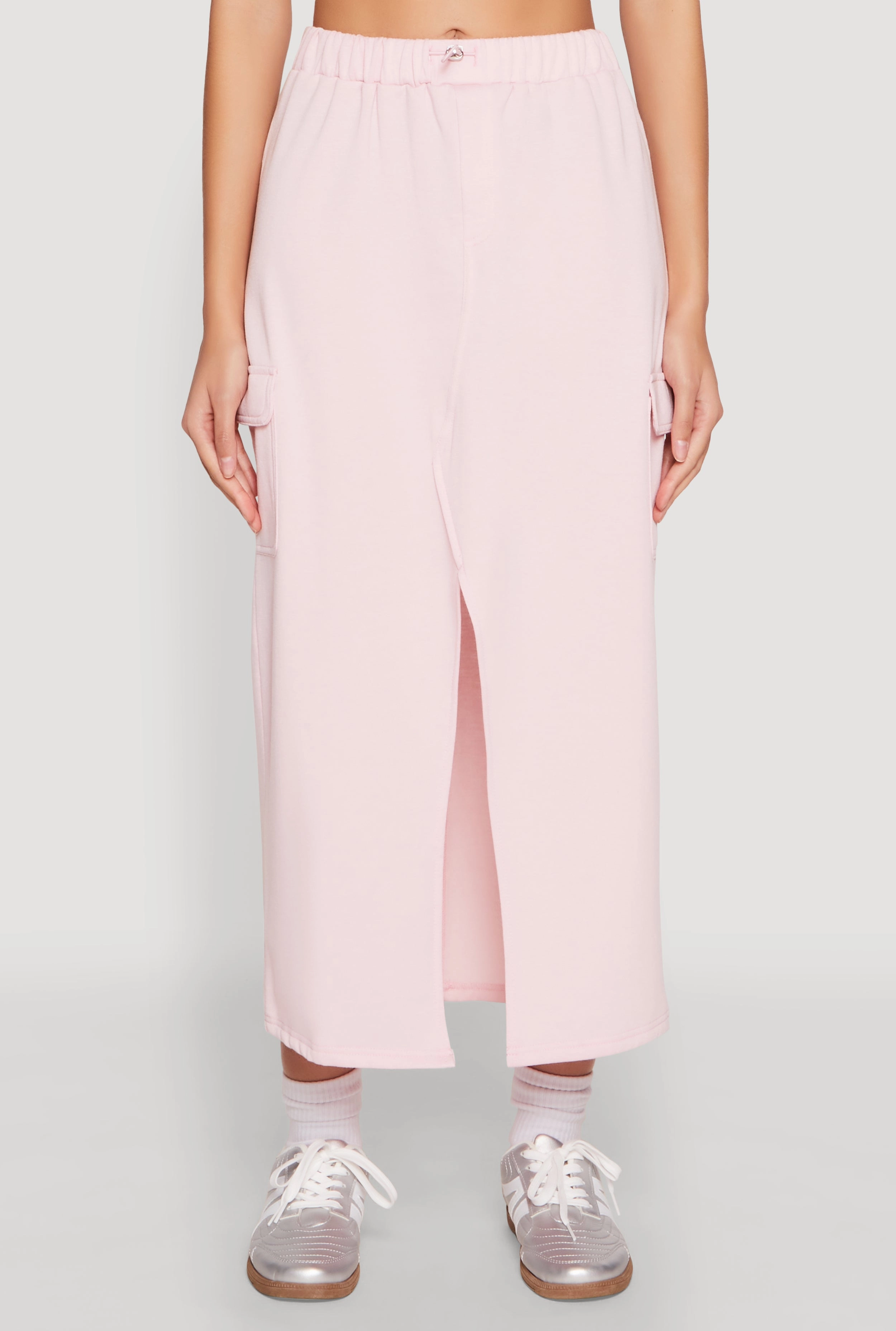 Almost Famous Fleece Slit Front Cargo Skirt