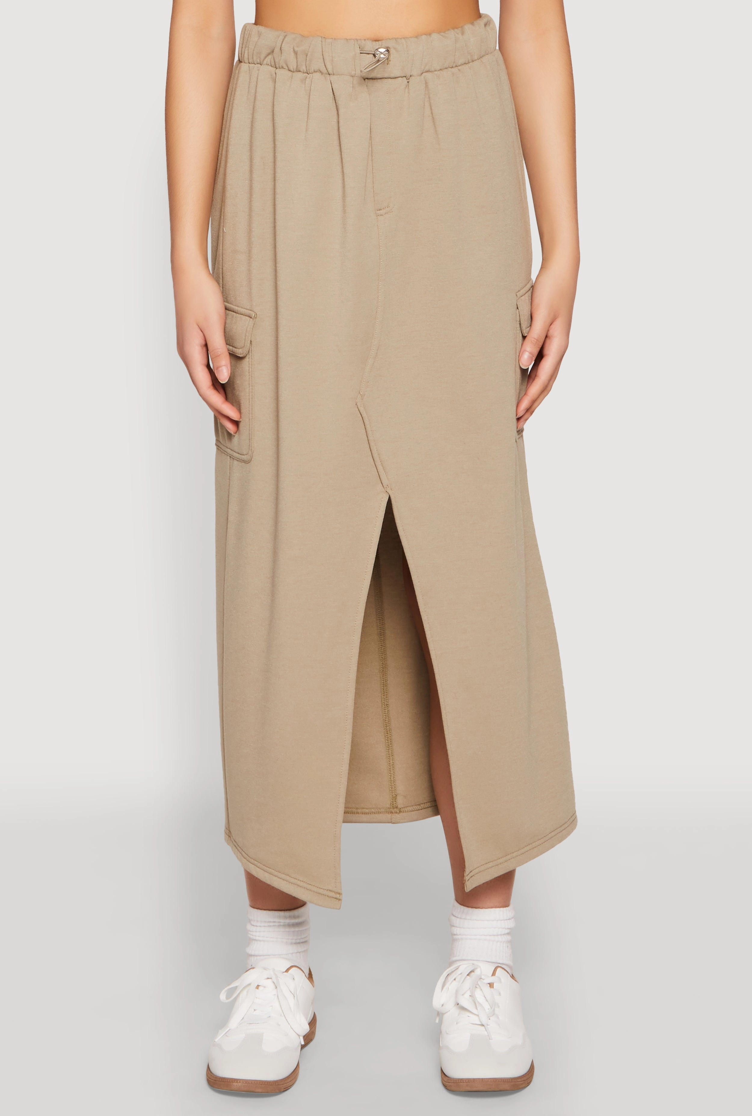 Almost Famous Fleece Slit Front Cargo Skirt