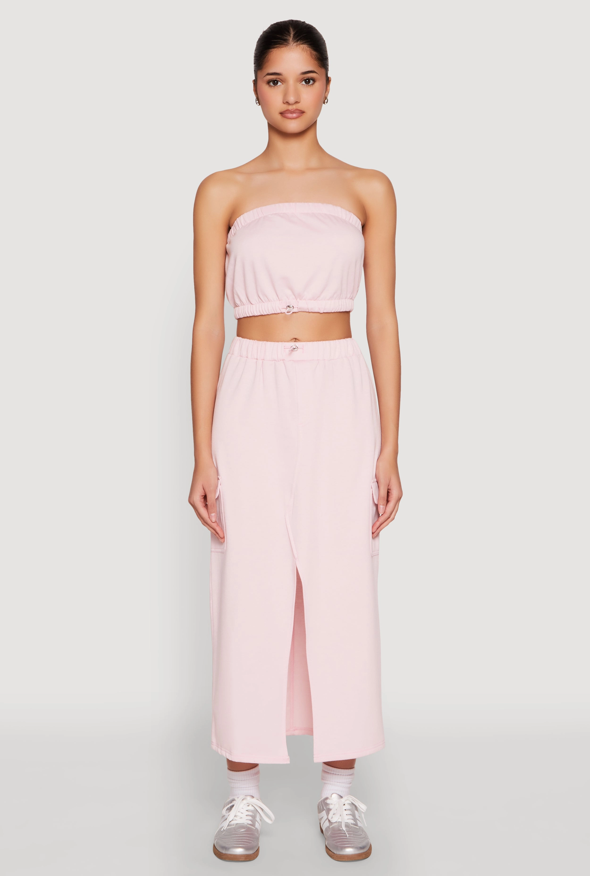 Almost Famous Fleece Slit Front Cargo Skirt