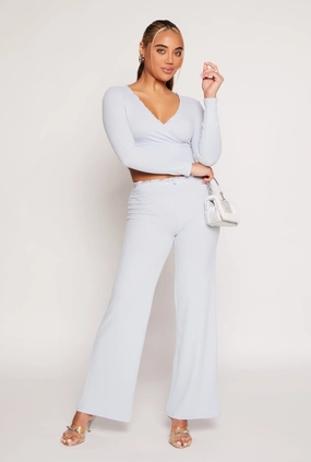 Almost Famous Lace Trim Wide Leg Pants