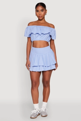 Almost Famous Smocked Waist Tiered Mini Skirt