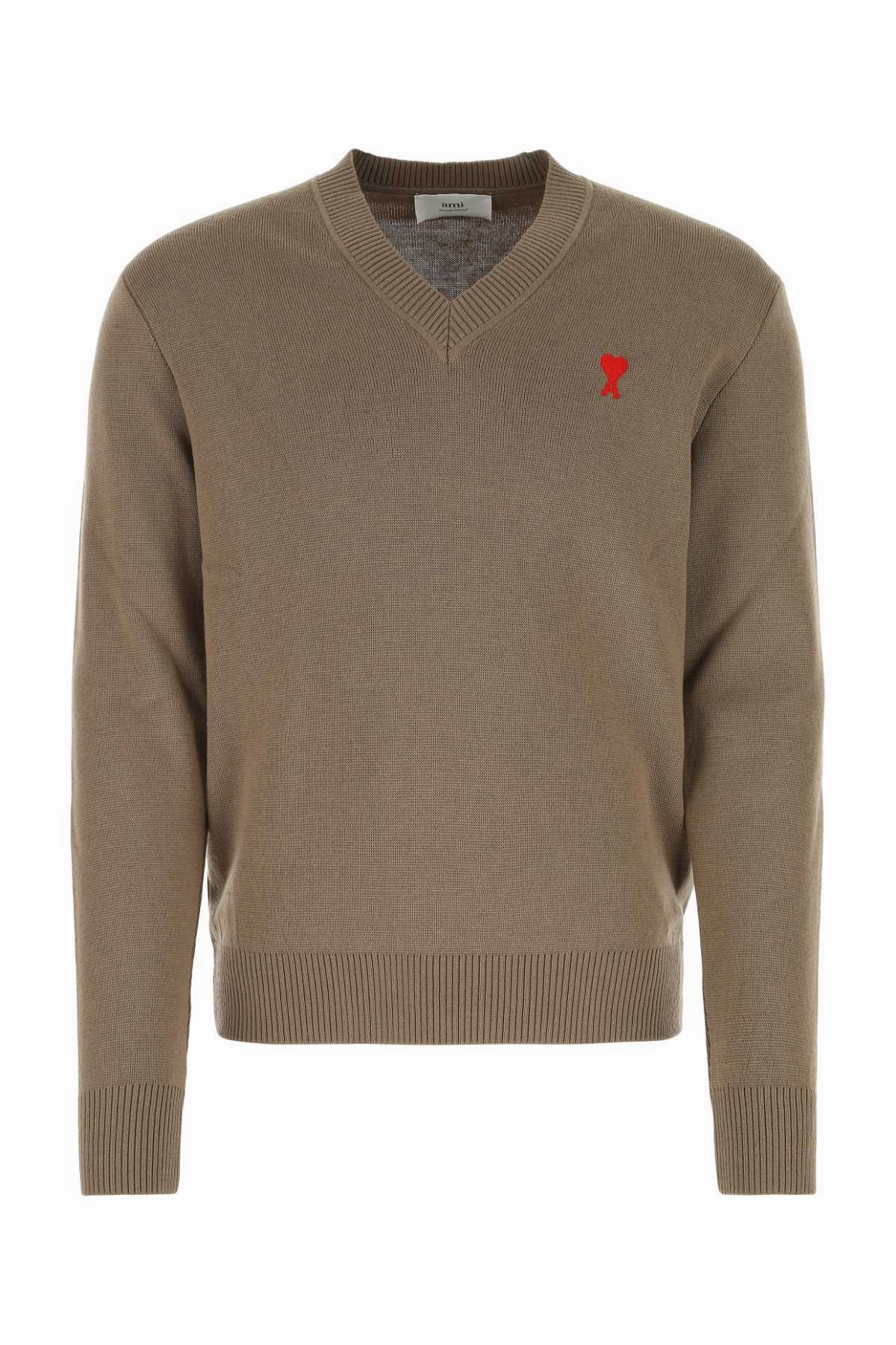 AMI Logo Embroidered V-Neck Knit Jumper