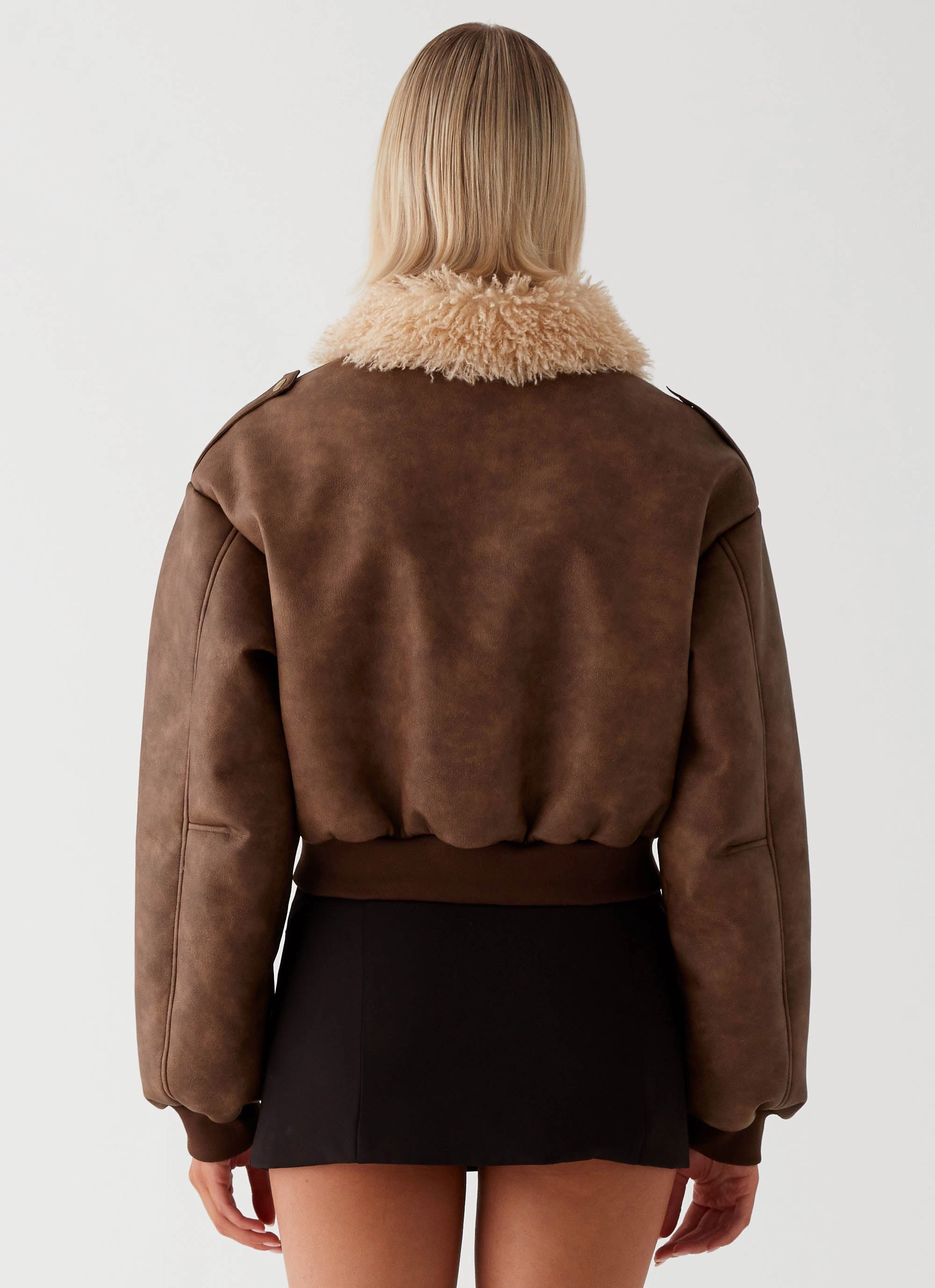 Aston Shearling Bomber Jacket - Brown