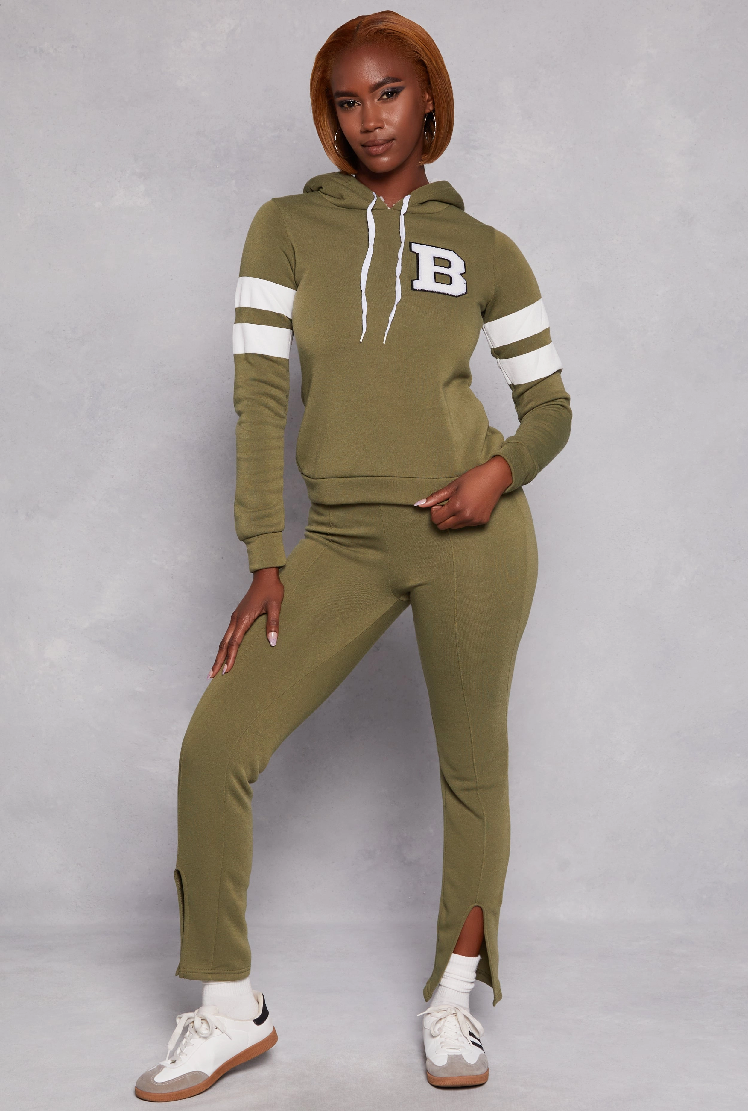 B Initial Varsity Striped Hoodie