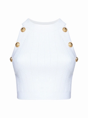 Balmain Button Embellished Knitted Top