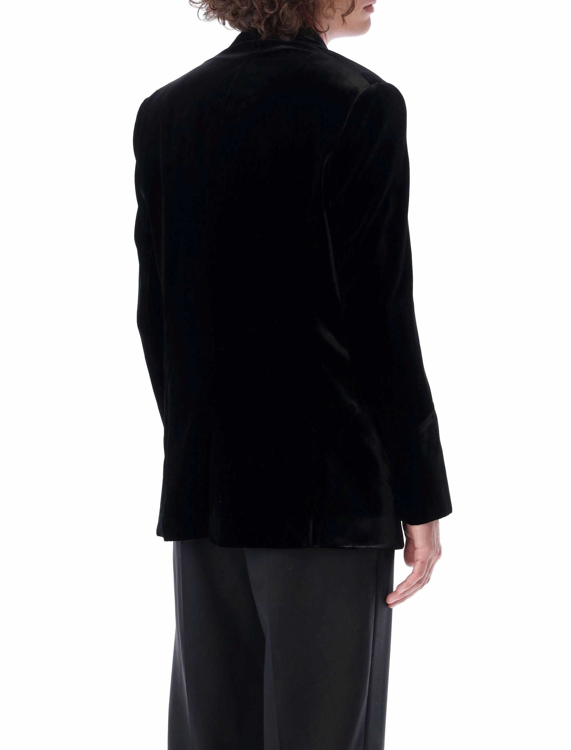 Balmain Button Embellished Velvet Blazer