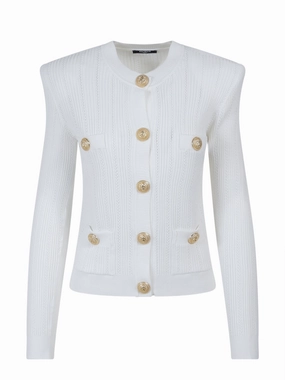Balmain Embossed Button Knit Cardigan
