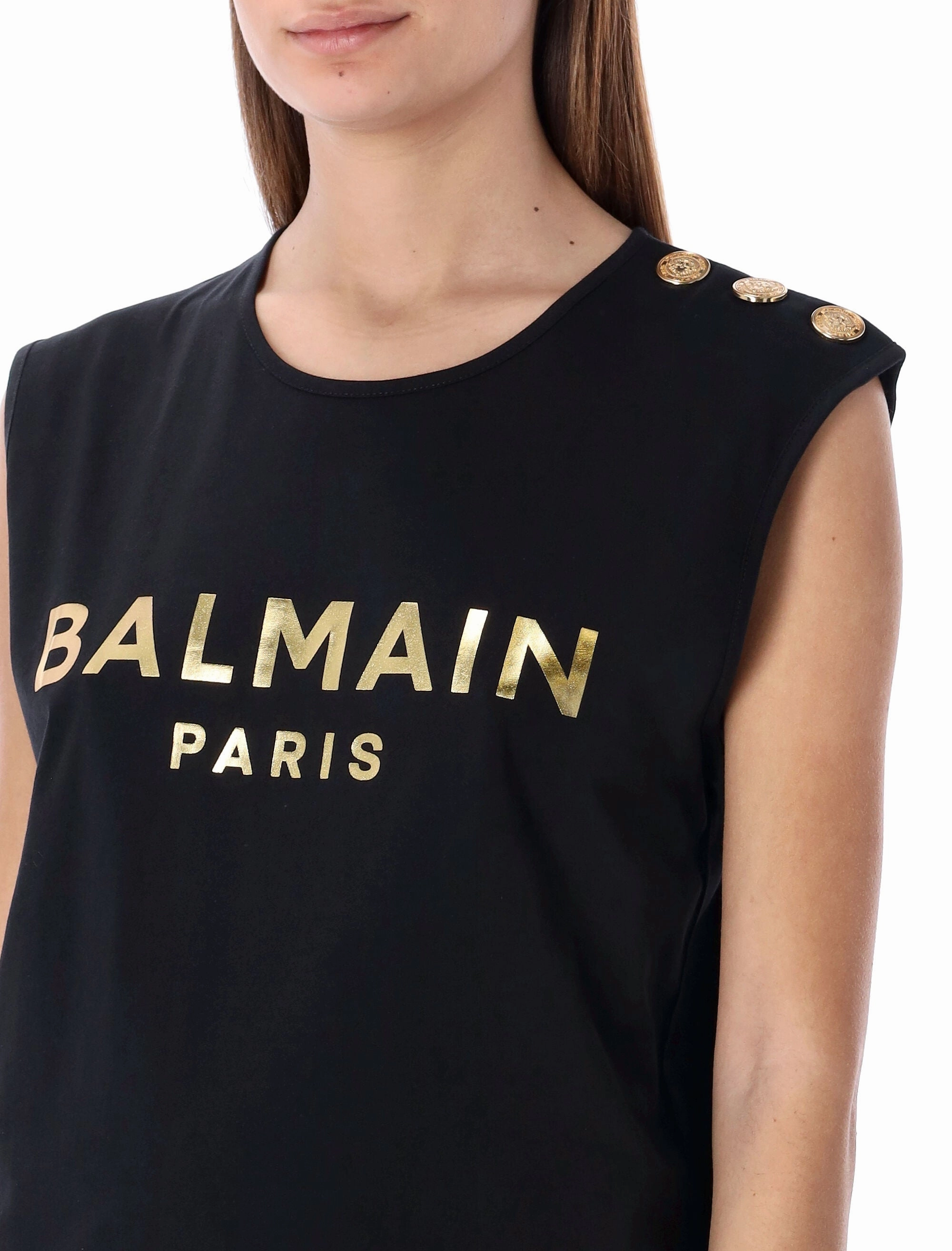Balmain Logo Printed Crewneck Tank Top