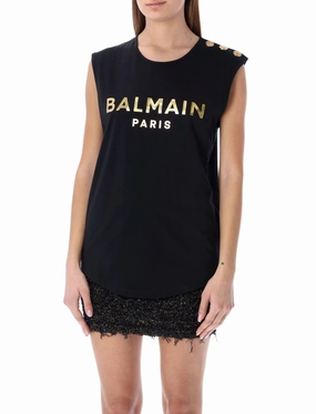 Balmain Logo Printed Crewneck Tank Top