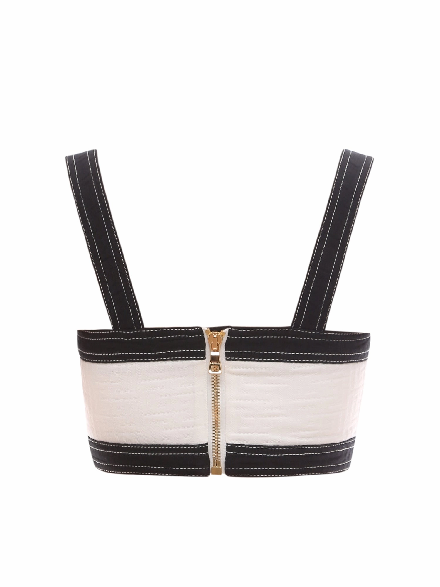 Balmain Monogram Denim Cropped Top