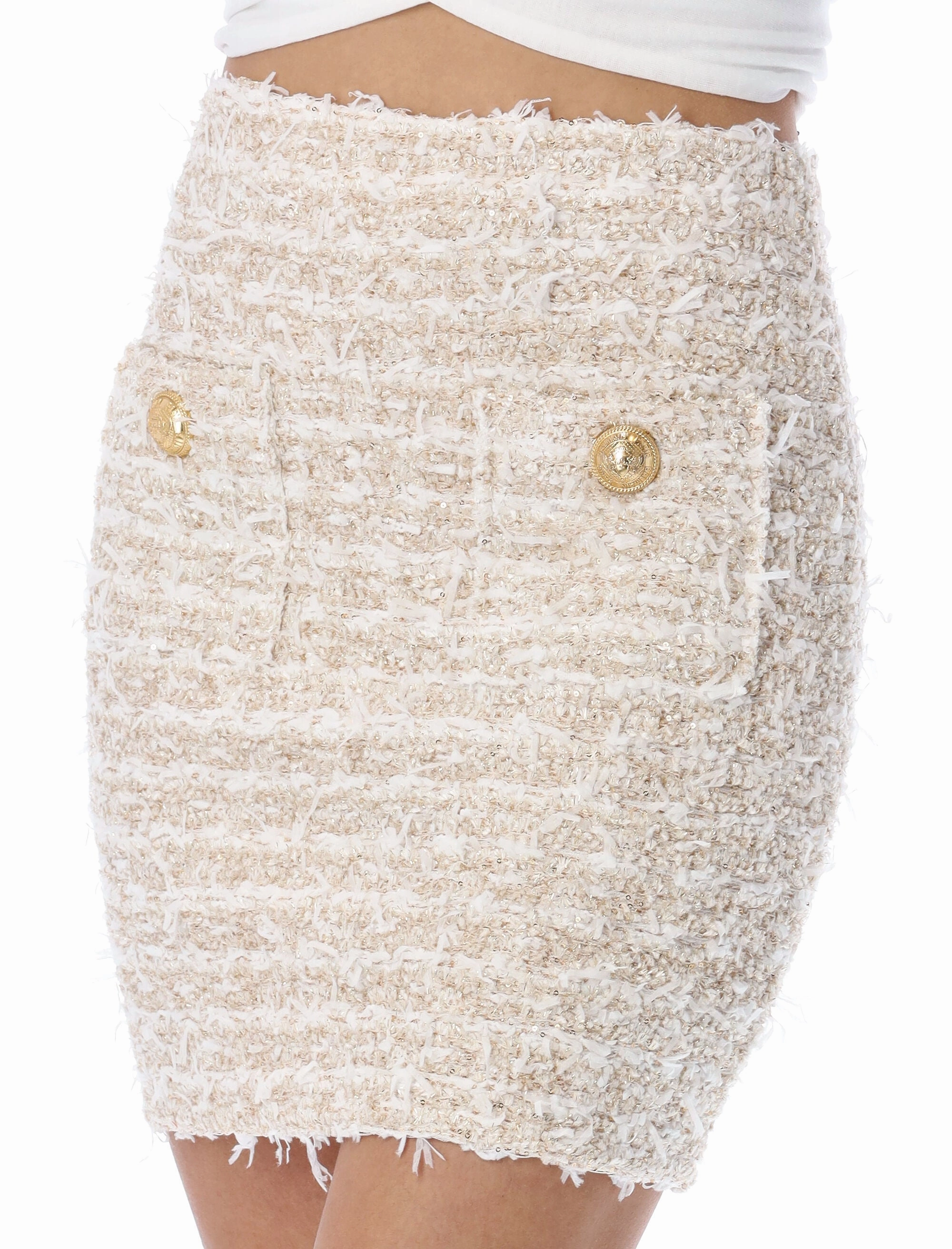 Balmain Tweed High Waisted Mini Skirt
