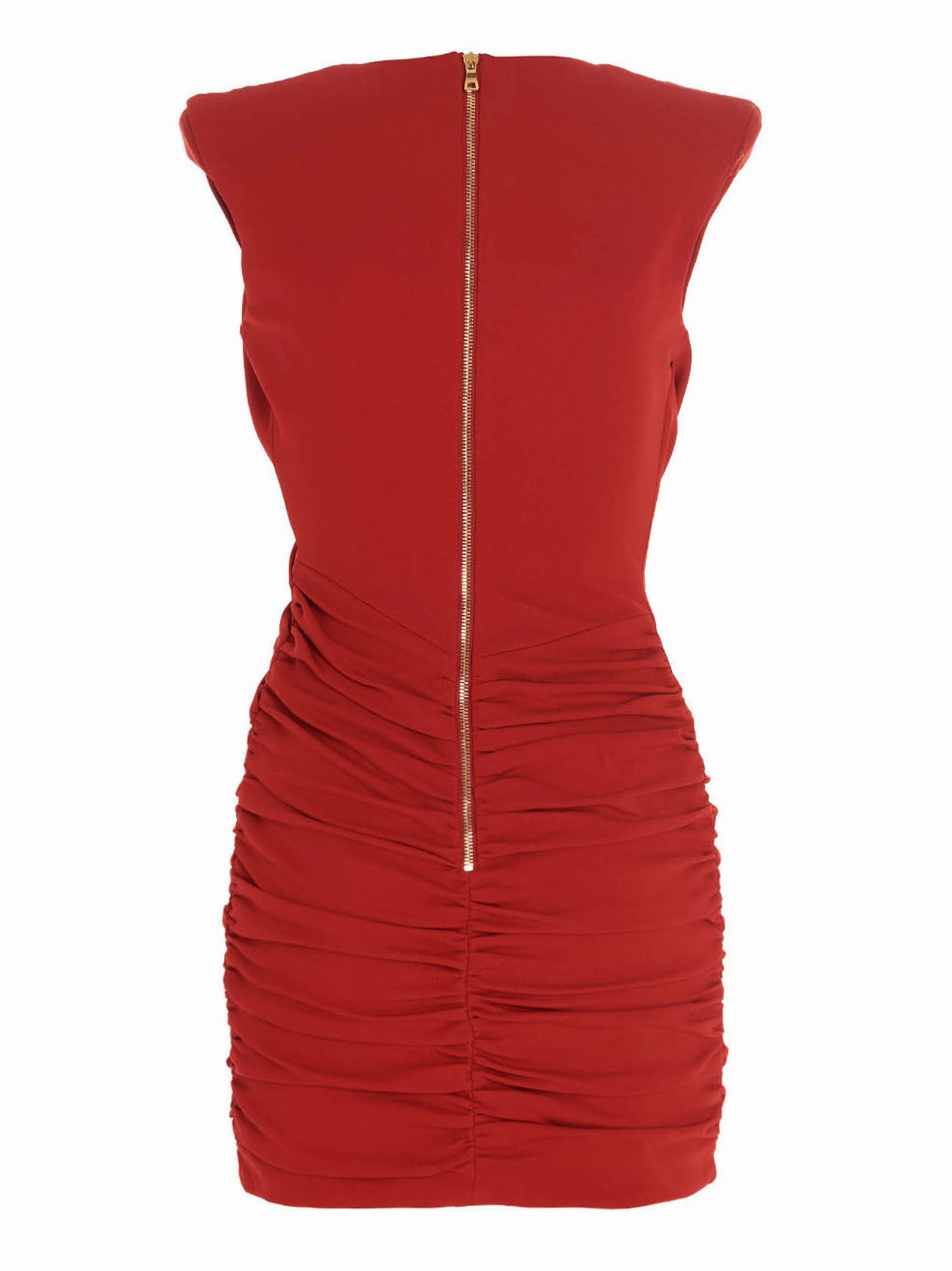 Balmain V-Neck Sleeveless Draped Mini Dress