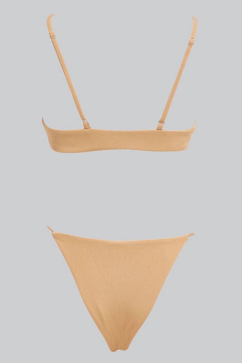 Beige Ring Detail Bikini Set