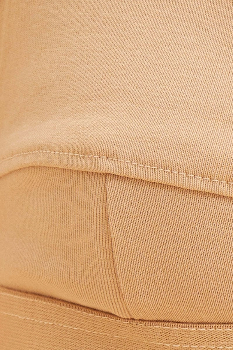 Beige Triangle Bralette Cotton Stretch Seam Detail