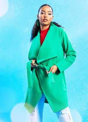 Belted Shawl Collar Wrap Coat