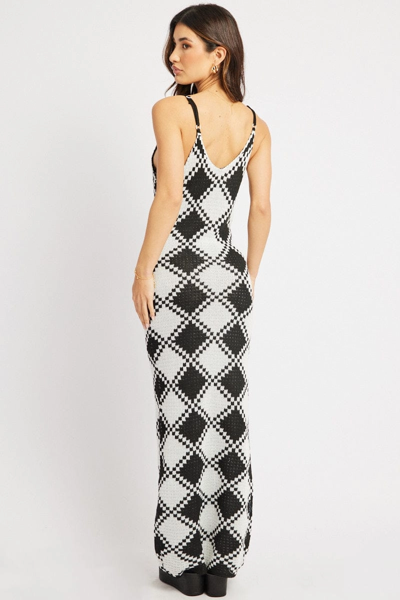 Black Check Beach Dress Cover Up