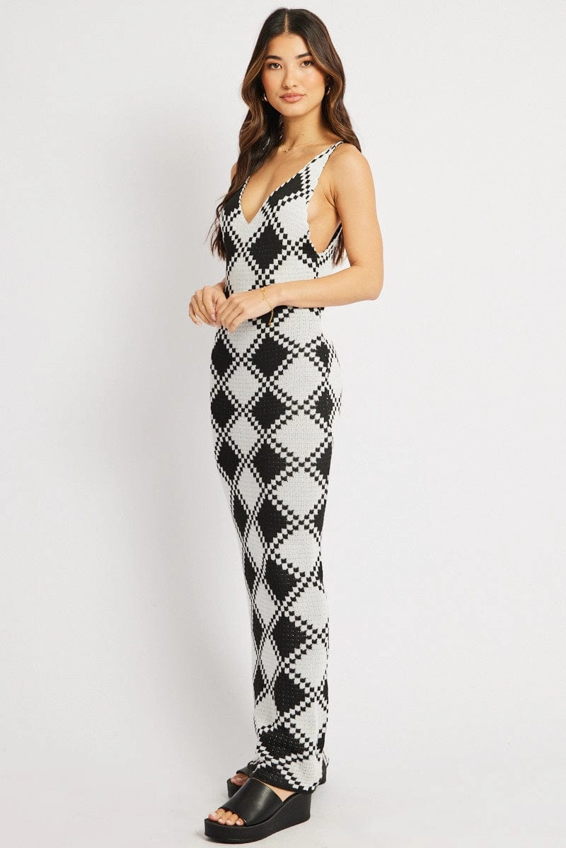 Black Check Beach Dress Cover Up