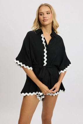 Black Oversized Playsuit