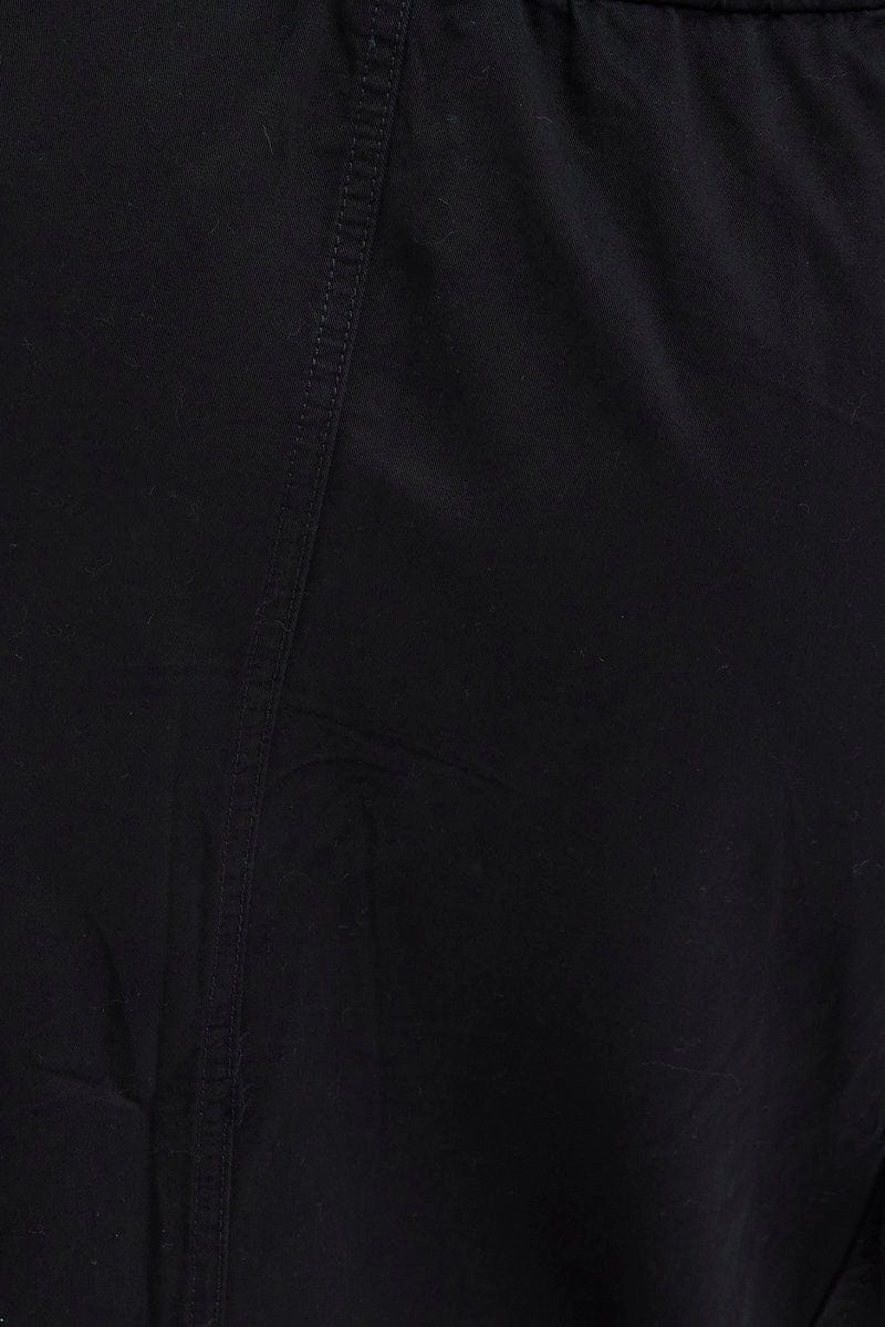 Black Parachute Cargo Skirt Low Rise Midi
