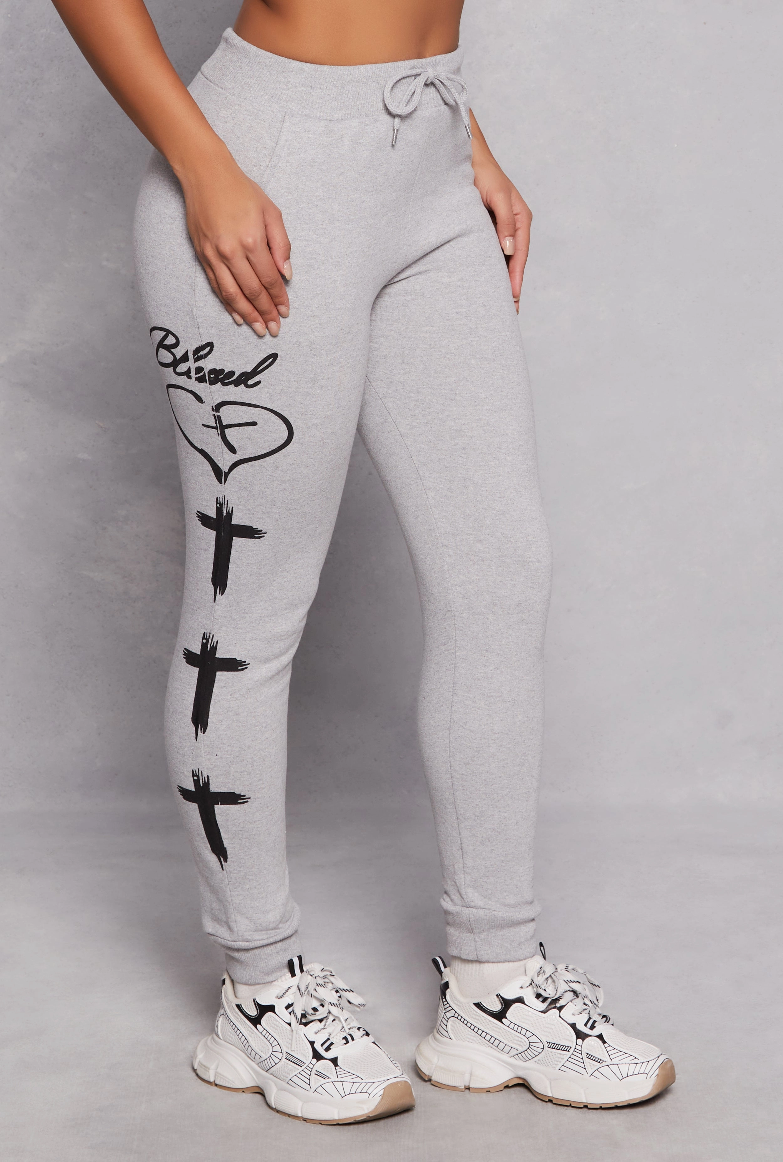 Blessed Cross Print Joggers