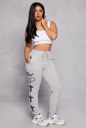 Blessed Graphic Drawstring Joggers