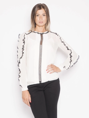 Blouse with Ruffles and White Lace