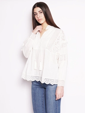 Blouse with White Ruffle