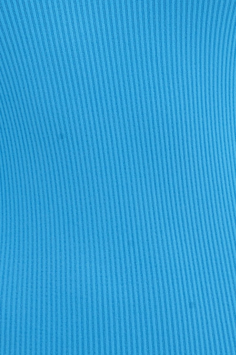 Blue Bodycon Dress Sleeveless V-Neck Seamless