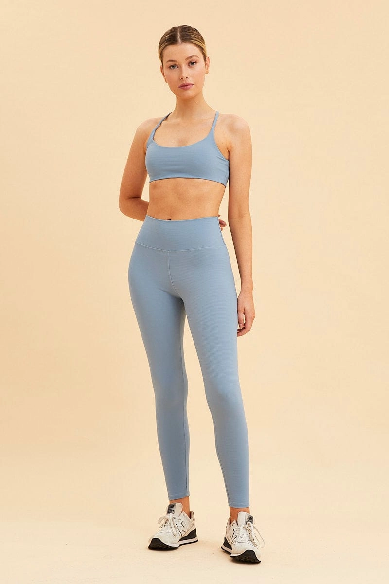 Blue Crop Top Active Rib