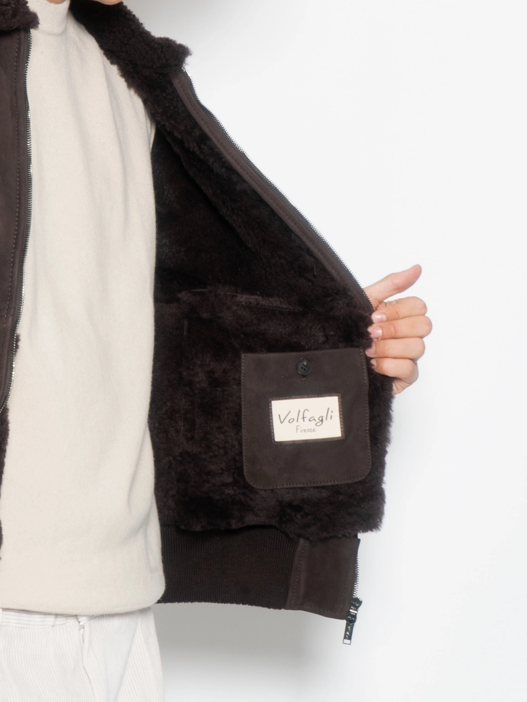 Bomber jacket in Testa di Moro shearling