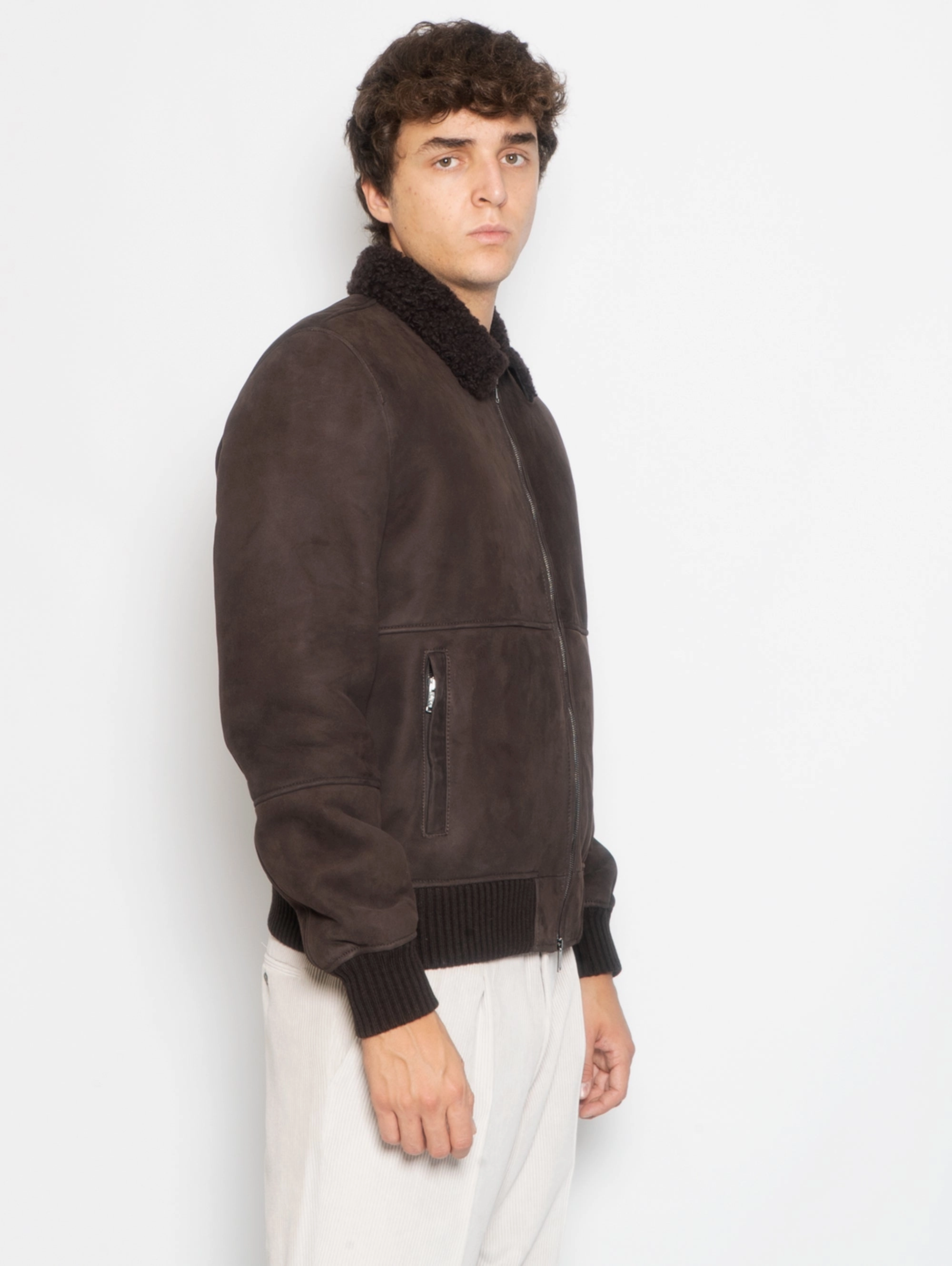 Bomber jacket in Testa di Moro shearling